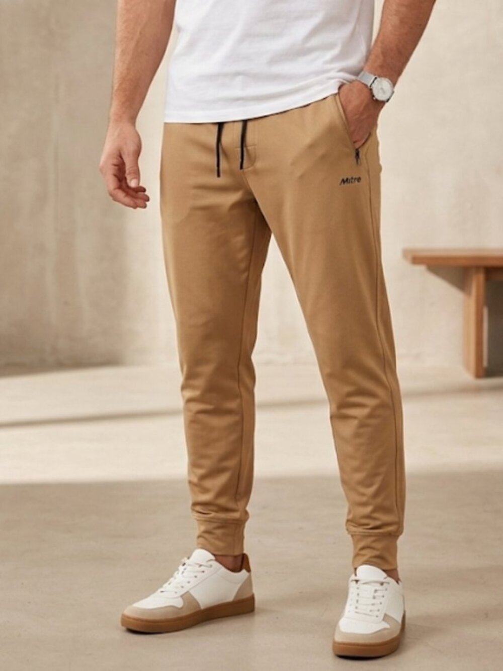 NWT Mitre Men's Jogger Pants Tan Khaki Athleisure Lounge Gorp Outdoor Size M